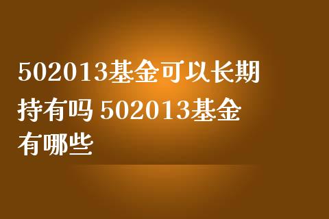 502013基金可以长期持有吗 502013基金有哪些