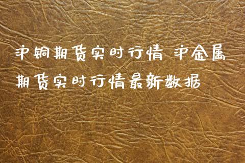 沪铜期货实时行情 沪金属期货实时行情最新数据