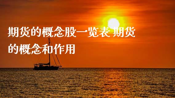 期货的概念股一览表 期货的概念和作用