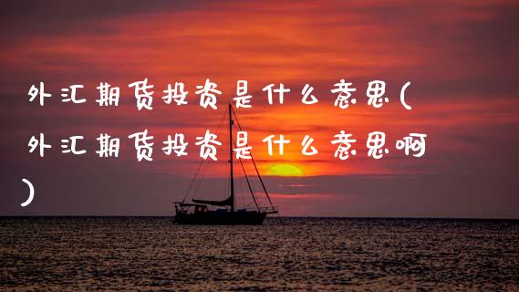 外汇期货投资是什么意思(外汇期货投资是什么意思啊)