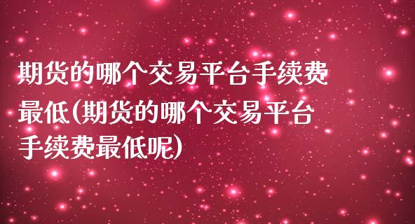 期货的哪个交易平台手续费最低(期货的哪个交易平台手续费最低呢)