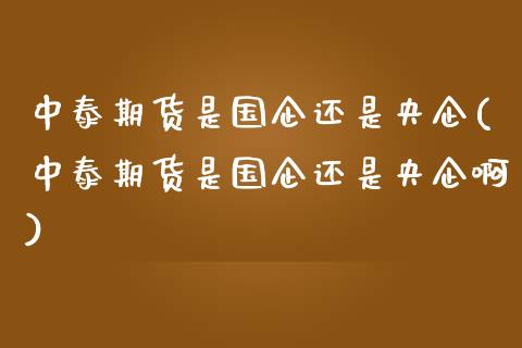 中泰期货是国企还是央企(中泰期货是国企还是央企啊)