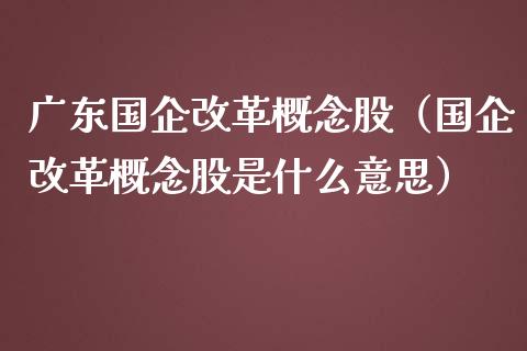 广东国企概念股（国企概念股是什么意思）