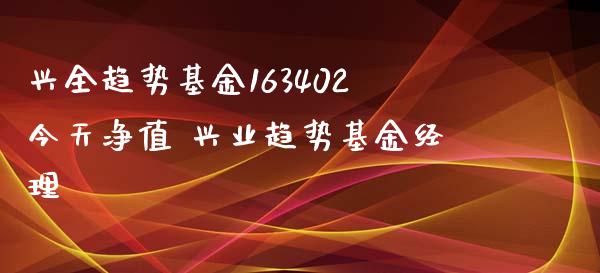 兴全趋势基金163402今天净值 兴业趋势基金经理