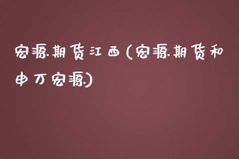 宏源期货江西(宏源期货和申万宏源)