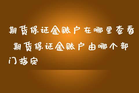 期货保证金账户在哪里查看 期货保证金账户由哪个部门指定