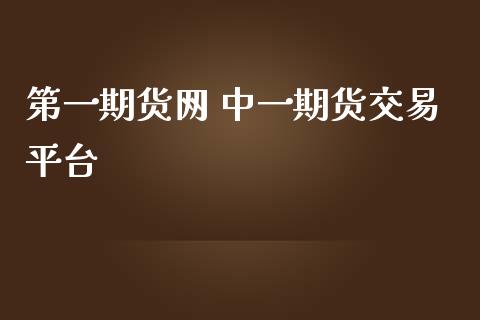 第一期货网 期货交易平台