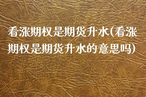 看涨期权是期货升水(看涨期权是期货升水的意思吗)