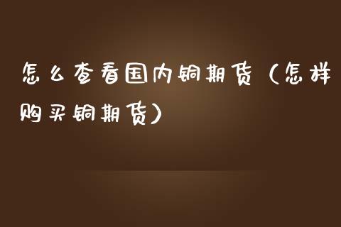 怎么查看国内铜期货（怎样购买铜期货）