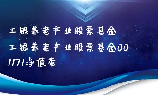 工银养老产业股票基金  工银养老产业股票基金001171净值查