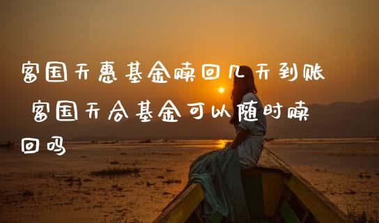 富国天惠基金赎回几天到账 富国天合基金可以随时赎回吗