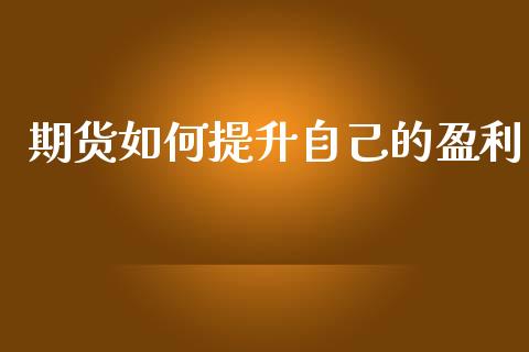 期货如何提升自己的盈利