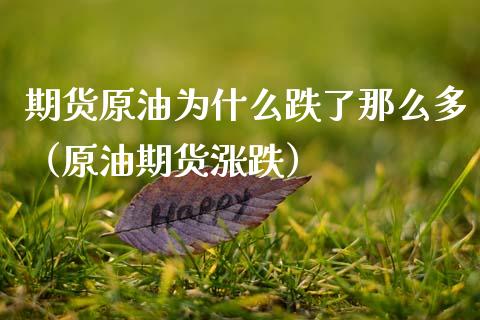 期货原油为什么跌了那么多（原油期货涨跌）