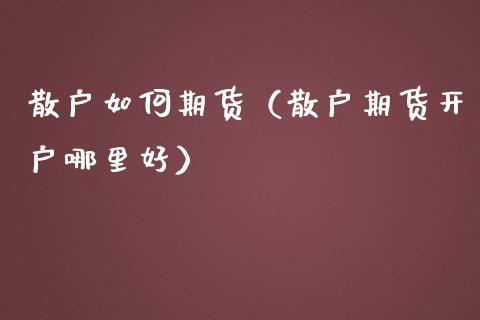 散户如何期货（散户期货开户哪里好）