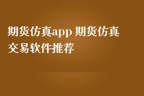 期货仿真app 期货仿真交易软件推荐
