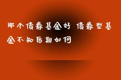 那个债券基金好 债券型基金不知后期如何_基金理财_第1张_宇龙理财网 那个债券基金好 债券型基金不知后期如何_https://www.dglong8.com_基金理财_第1张