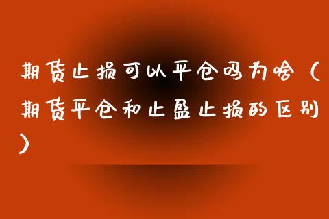 期货止损可以平仓吗为啥（期货平仓和止盈止损的区别）