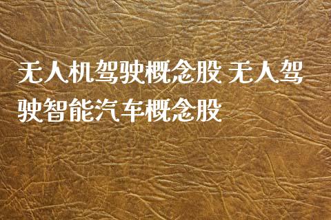 无人机驾驶概念股 无人驾驶智能汽车概念股