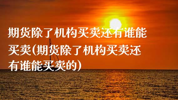 期货除了机构买卖还有谁能买卖(期货除了机构买卖还有谁能买卖的)