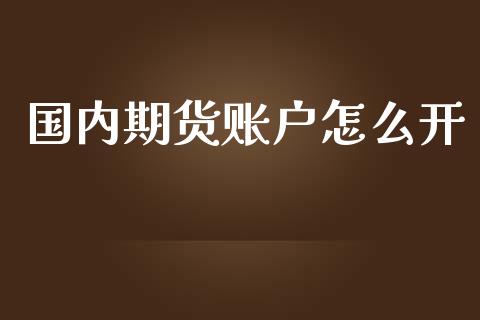 国内期货账户怎么开