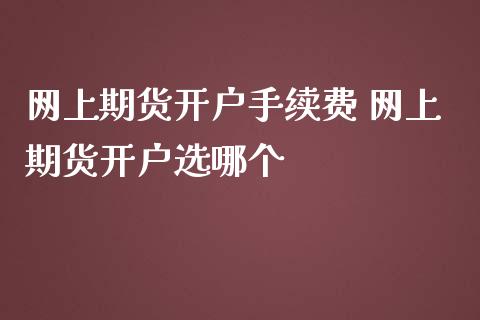 网上期货开户手续费 网上期货开户选哪个