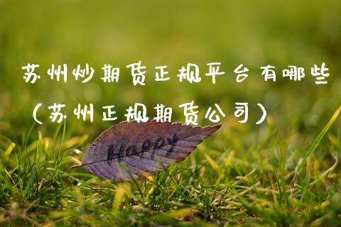 苏州炒期货正规平台有哪些（苏州正规期货公司）