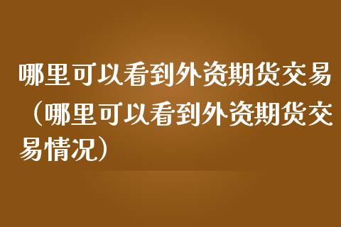 哪里可以看到外资期货交易（哪里可以看到外资期货交易情况）
