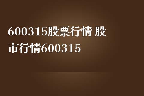 600315股票行情 股市行情600315