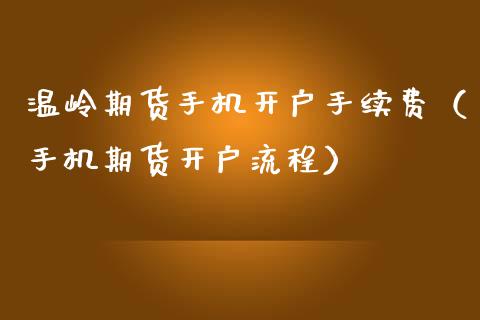 温岭期货手机开户手续费（手机期货开户流程）
