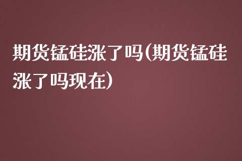 期货锰硅涨了吗(期货锰硅涨了吗现在)