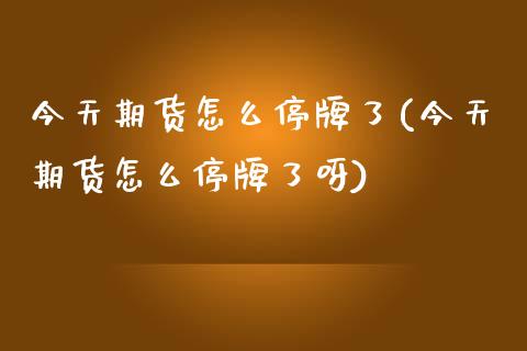 今天期货怎么停牌了(今天期货怎么停牌了呀)