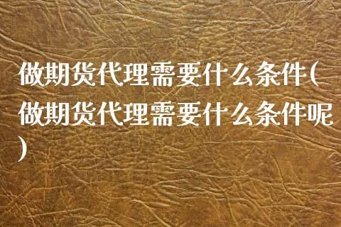 做期货代理需要什么条件(做期货代理需要什么条件呢)