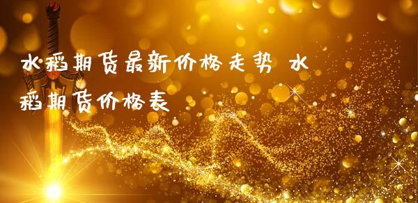水稻期货最新价格走势 水稻期货价格表