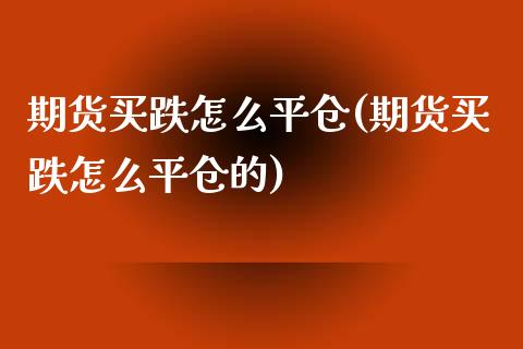 期货买跌怎么平仓(期货买跌怎么平仓的)