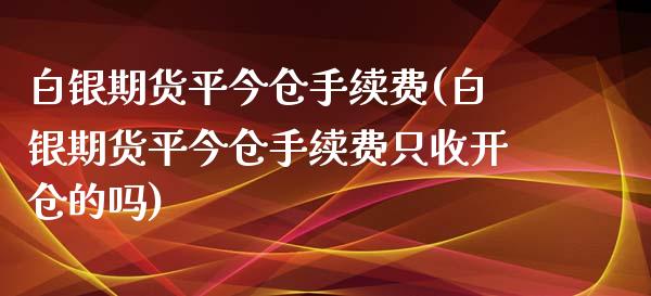 白银期货平今仓手续费(白银期货平今仓手续费只收开仓的吗)