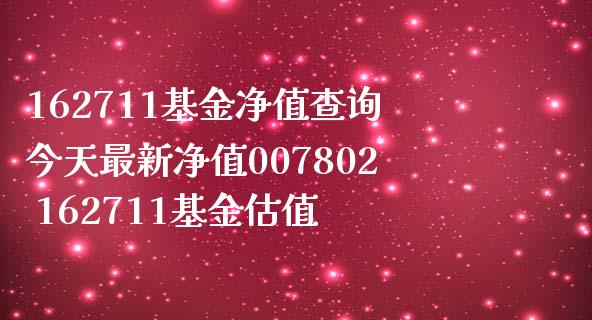 162711基金净值查询今天最新净值007802 162711基金估值