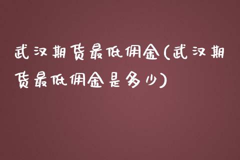 武汉期货最低佣金(武汉期货最低佣金是多少)