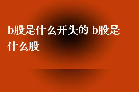 b股是什么开头的 b股是什么股
