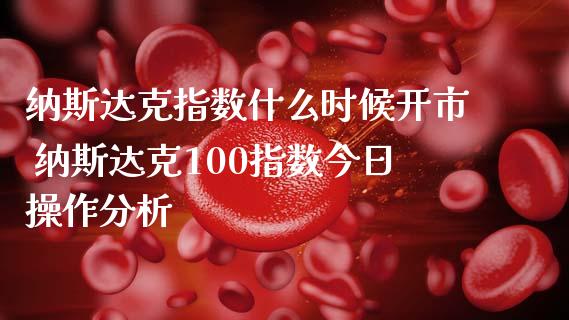 纳斯达克指数什么时候开市 纳斯达克100指数今日操作分析