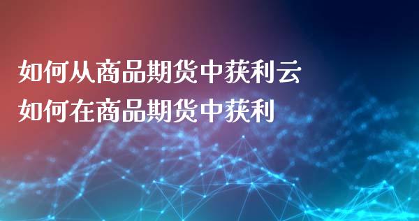 如何从商品期货中获利云 如何在商品期货中获利