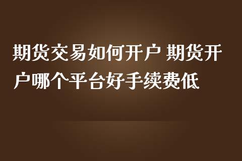 期货交易如何开户 期货开户哪个平台好手续费低