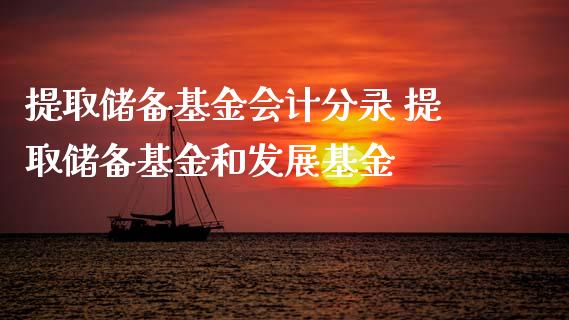 提取储备基金分录 提取储备基金和发展基金
