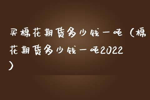 买棉花期货多少钱一吨（棉花期货多少钱一吨2022）