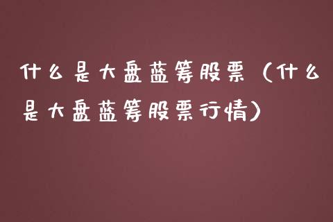 什么是大盘蓝筹股票（什么是大盘蓝筹股票行情）