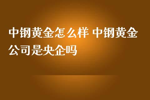 中钢黄金怎么样 中钢黄金公司是央企吗