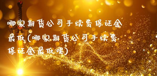 哪家期货公司手续费保证金最低(哪家期货公司手续费保证金最低呢)