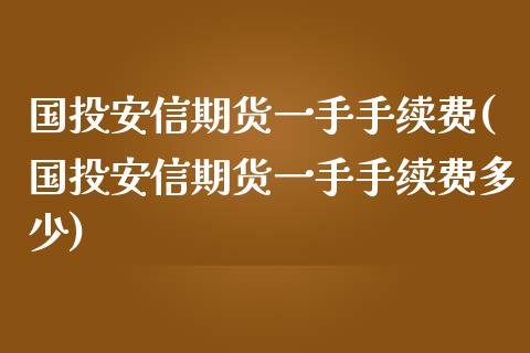 国投安信期货一手手续费(国投安信期货一手手续费多少)