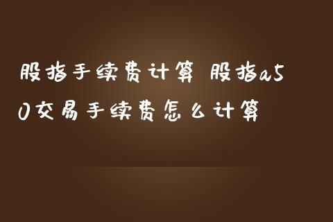 股指手续费计算 股指a50交易手续费怎么计算_https://www.dglong8.com_理财百科_第1张