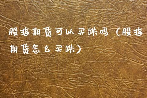 股指期货可以买跌吗（股指期货怎么买跌）