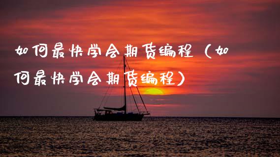 如何最快学会期货编程（如何最快学会期货编程）